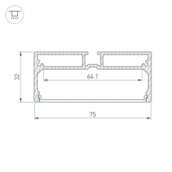 Профиль с экраном SL-LINE-7532-2000 ANOD (Arlight, Алюминий) 028033