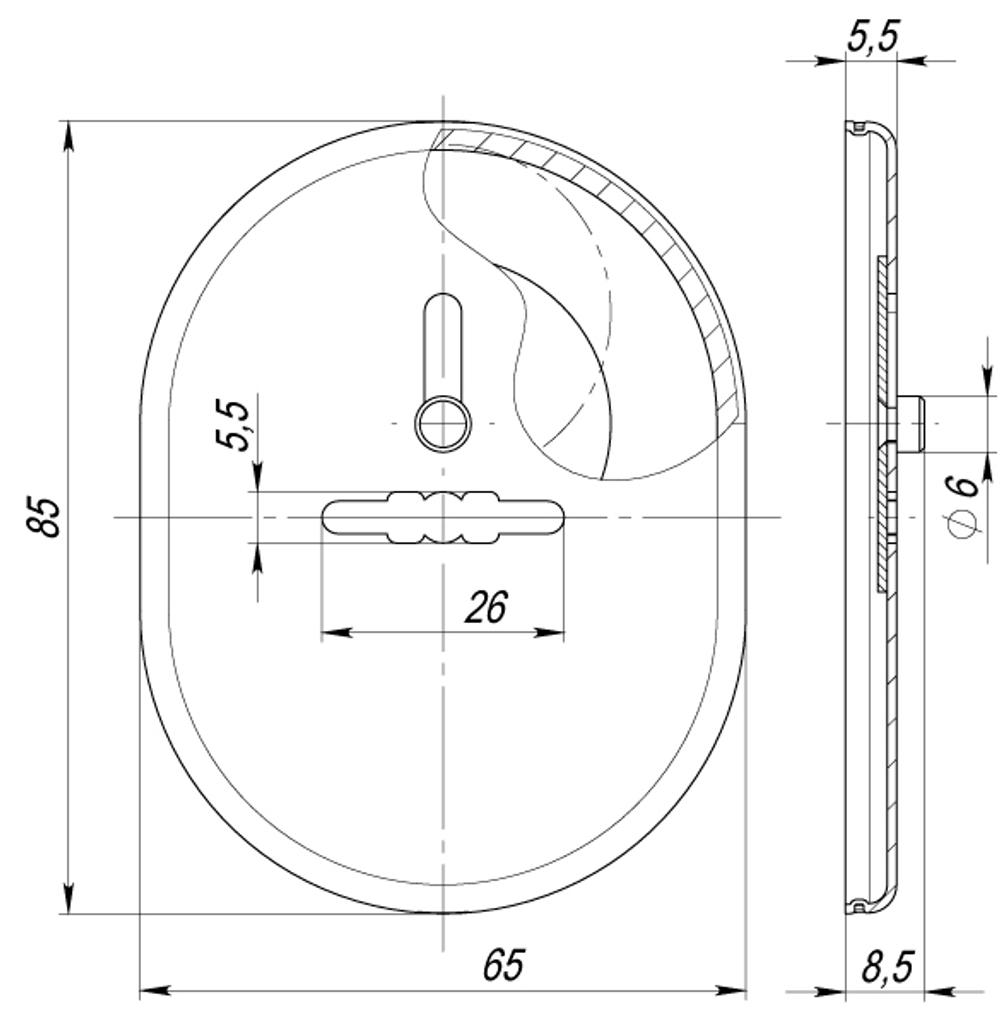 Накладка на сувальдный замок ESC.S-lift.SF/OV.476 (ESC 476) с шторкой СР хром