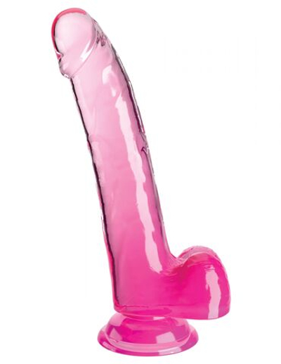 Розовый фаллоимитатор с мошонкой на присоске 9’’ Cock with Balls - 24,8 см. (Цвет: розовый)