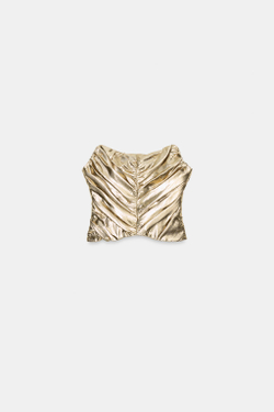 ZARA ТОП-КОРСЕТ МЕТАЛЛИК СО СКЛАДКАМИ, ЗОЛОТИСТЫЙ