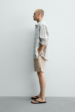 ZARA ШОРТЫ RELAXED FIT С ЭФФЕКТОМ ПОТЕРТОСТИ, РЫЖЕВАТО-КОРИЧНЕВЫЙ