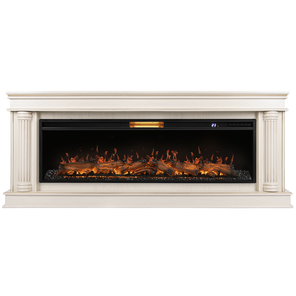 Каминокомплект: Очаг Royal Thermo Aurora RTFP/P-AR60LS, портал Olympia 60 сл. кость с зол. патиной
