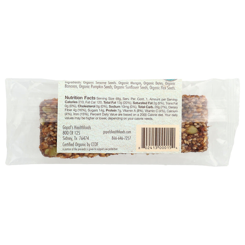 Gopal's, Rawma Bar®, манго с кунжутом, 48 г (1,7 унции)
