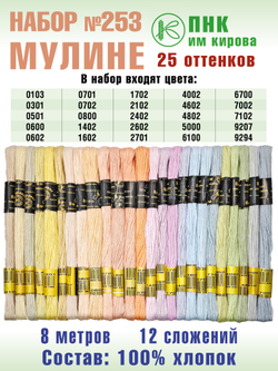 Наборы ниток мулине для вышивания ПНК Киров 25 шт.
