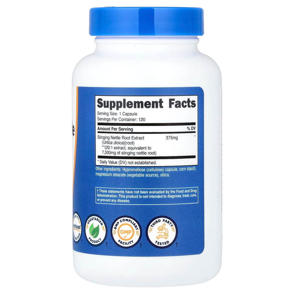 Nutricost, экстракт корня крапивы двудомной, 120 капсул (375 мг в 1 капсуле)