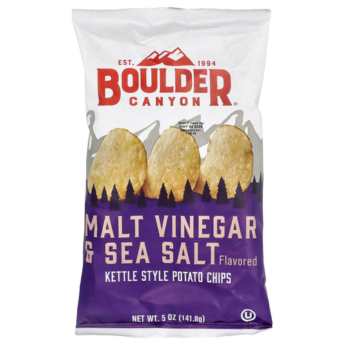 Boulder Canyon, картофельные чипсы, солодовый уксус и морская соль, 141,8 г (5 унций)