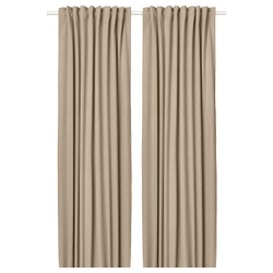 IKEA ROSENMANDEL  (ИКЕА РОСЕНМАНДЕЛ)  -  Шторы, 1 пара, на ленте/желто-бежевые, 135x300 см