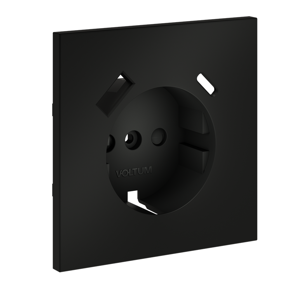Накладка для розетки с заземлением и защитными шторками, с USB A+C, (черный матовый) Voltum S70 VLS001008