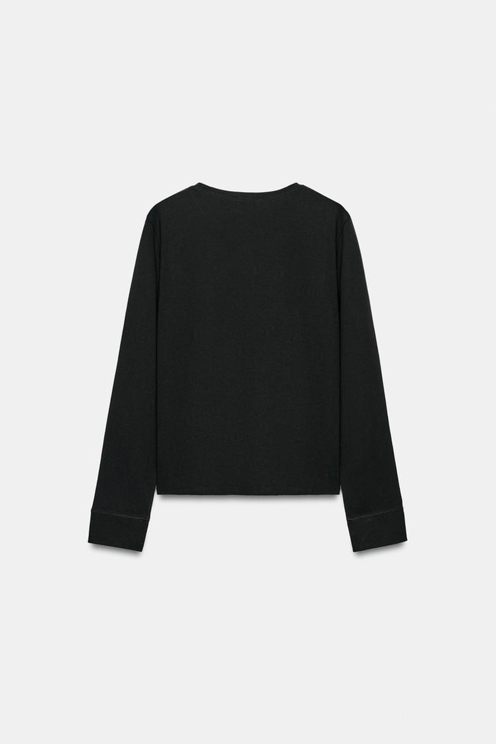 ZARA ФУТБОЛКА ИЗ РУСТИКАЛЬНОГО ХЛОПКА, ЧЕРНЫЙ