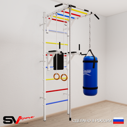 Шведская стенка Sv Sport 5441 (Турник рукоход/Брусья/Канат/Кольца/Цепь/Мешок 15кг)
