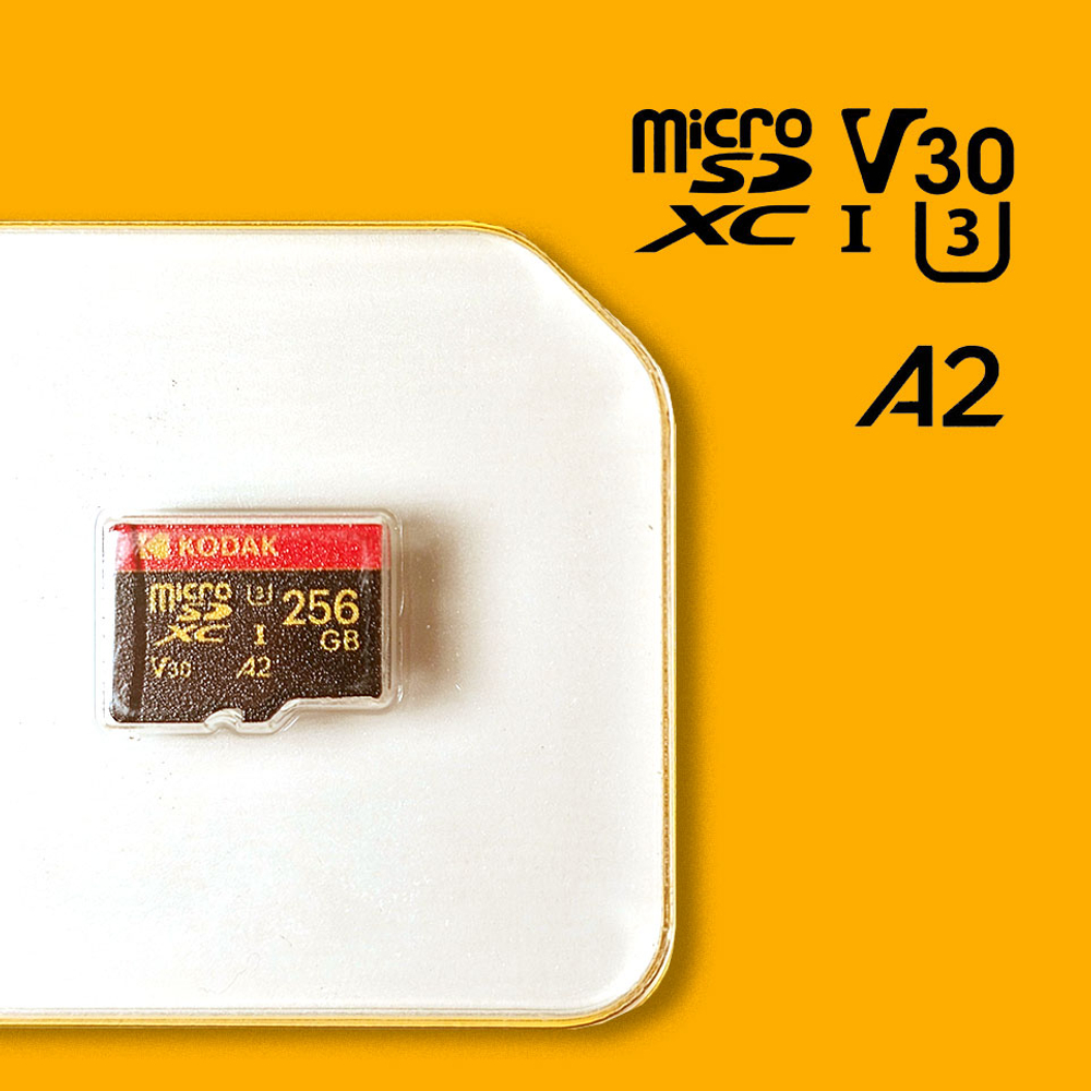 Карта памяти Kodak Ultra Performance 256GB microSDXC UHS-I U3 V30 A2, R/W 100/85 МБ/с