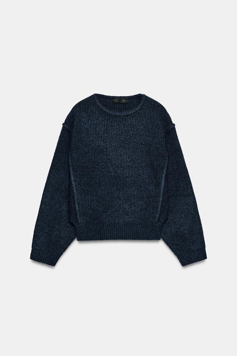 ZARA СВИТЕР С ЗАНИЖЕННОЙ ПРОЙМОЙ, СИНИЙ/ИНДИГО