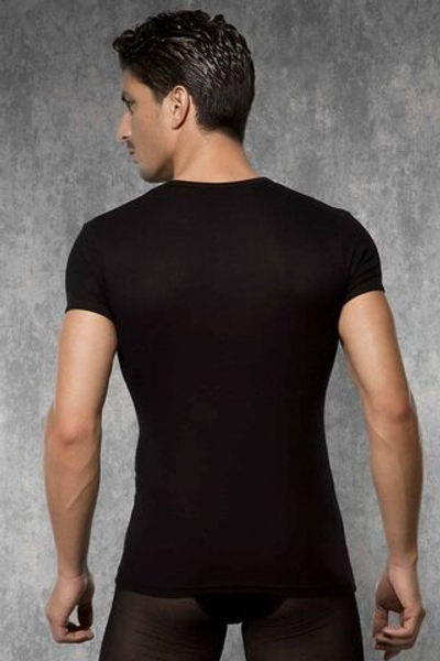 Мужская обтягивающая футболка в мелкий рубчик Doreanse Ribbed Modal (Размер: S) (Цвет: черный)
