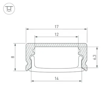 Профиль для контурной подсветки 2м 038439 серый оливковый LINE-1708-2000 ANOD OLIVE GREY Arlight
