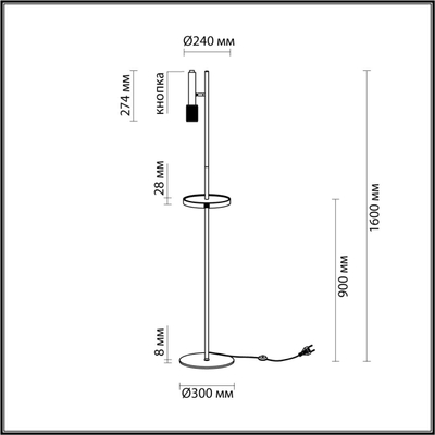 4240/1F HIGHTECH ODL21 381 черн/зол/металл Напольн.св-ник c выкл, USB IP20 LED GU10 max 10W MEHARI