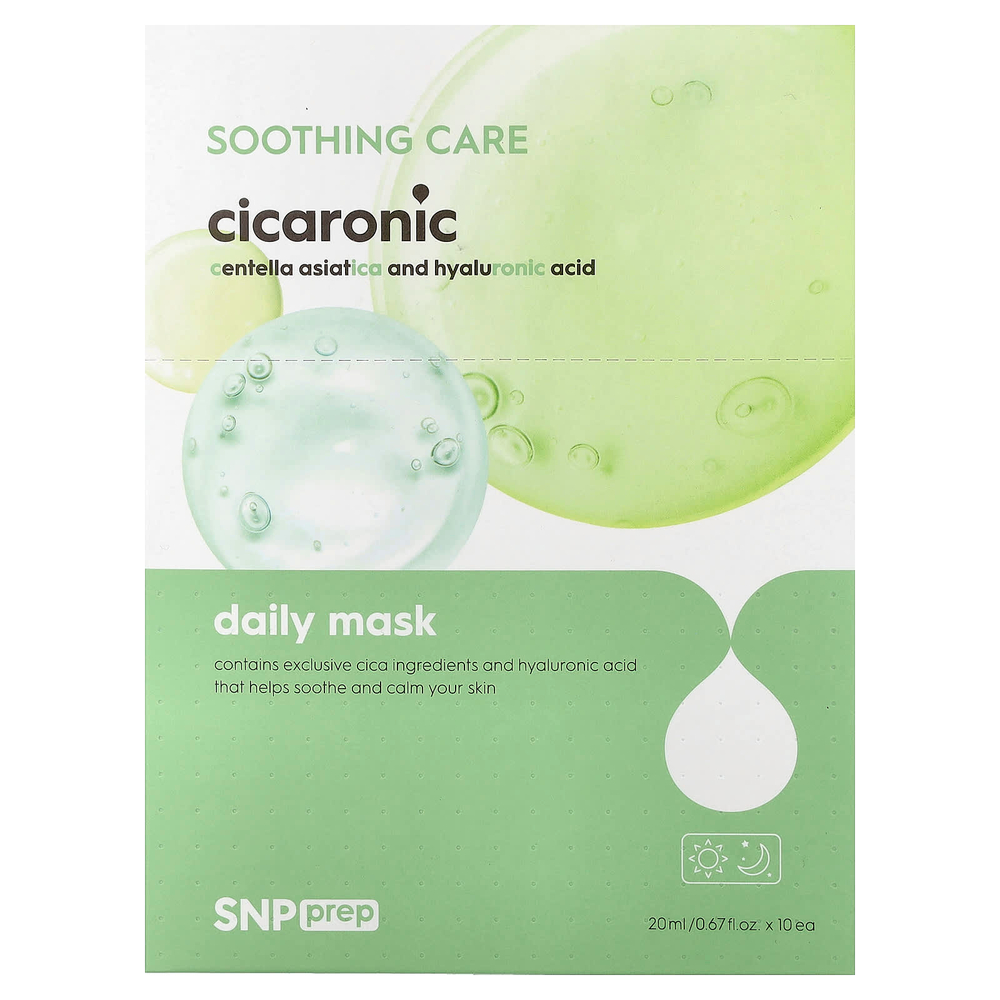 SNP, Daily Beauty Mask, Cicaronic``, 10 листовых масок, по 0,67 (20 мл) каждая