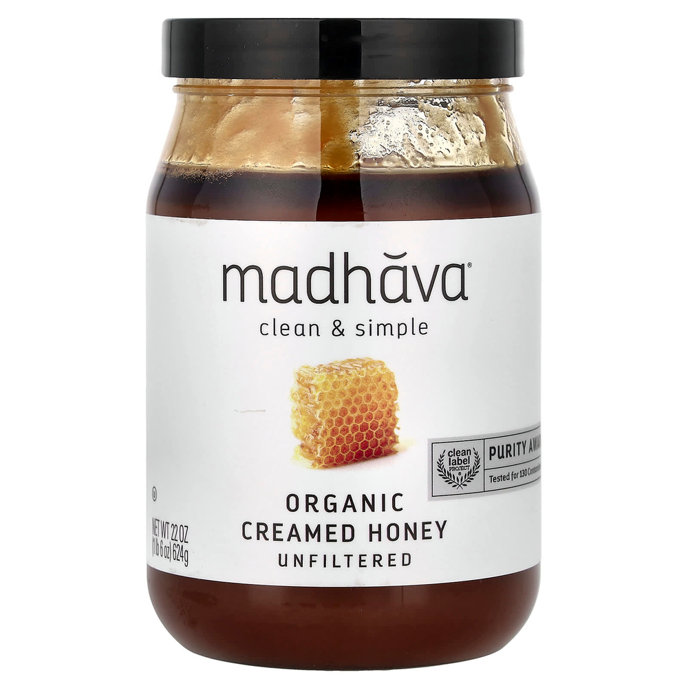 Madhava, органический крем-мед, нефильтрованный, 624 г (22 унции)