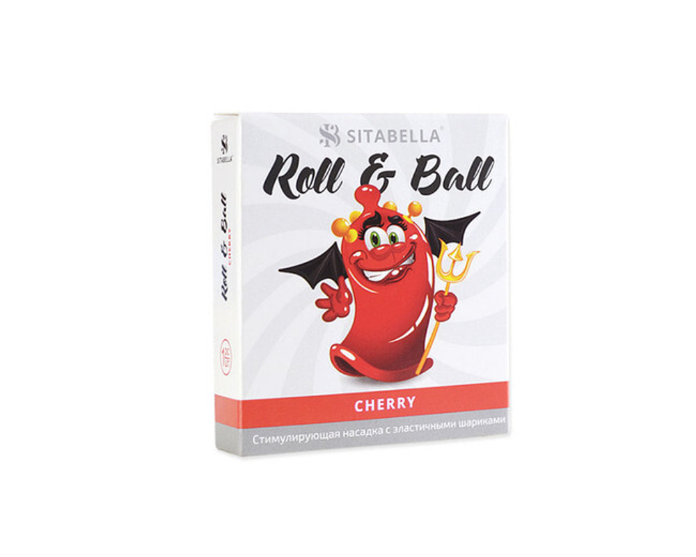 Стимулирующий презерватив с шариками Roll &amp, Ball с ароматом вишни (1 шт) (Цвет: прозрачный красный)