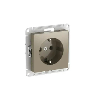 Atlas Design розетка с заземлением без шторок, 16А, мех., быстрозажим. клем., шампань