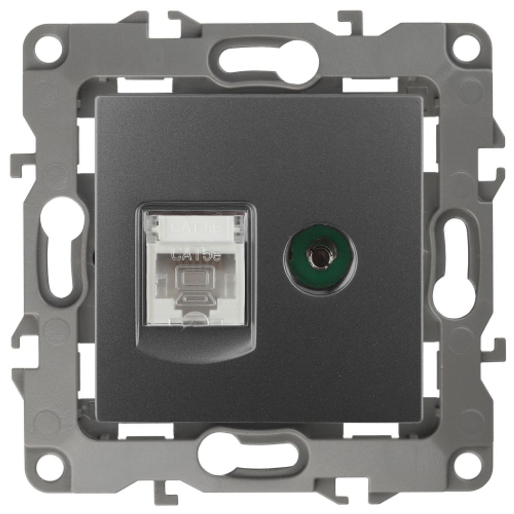 Розетка ЭРА Серия 12 12-3110-12 комбинированная RJ45+TV IP20 графит | Эра 12