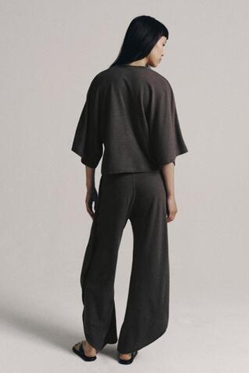 ZARA ЛЬНЯНЫЕ БРЮКИ С РАЗРЕЗАМИ, УГОЛЬНЫЙ
