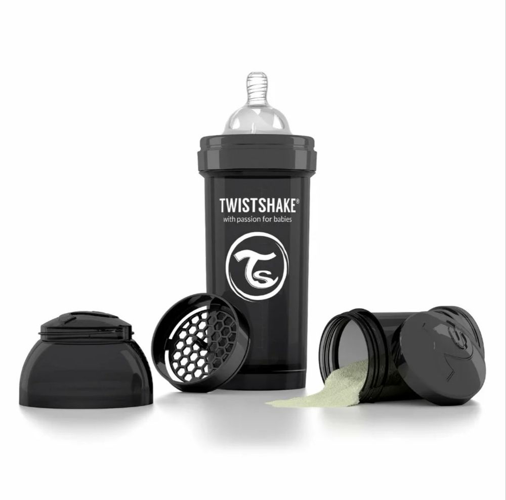 Антиколиковая бутылочка Twistshake для кормления 260 мл. Чёрный Супергерой (Superhero). Арт. 78043