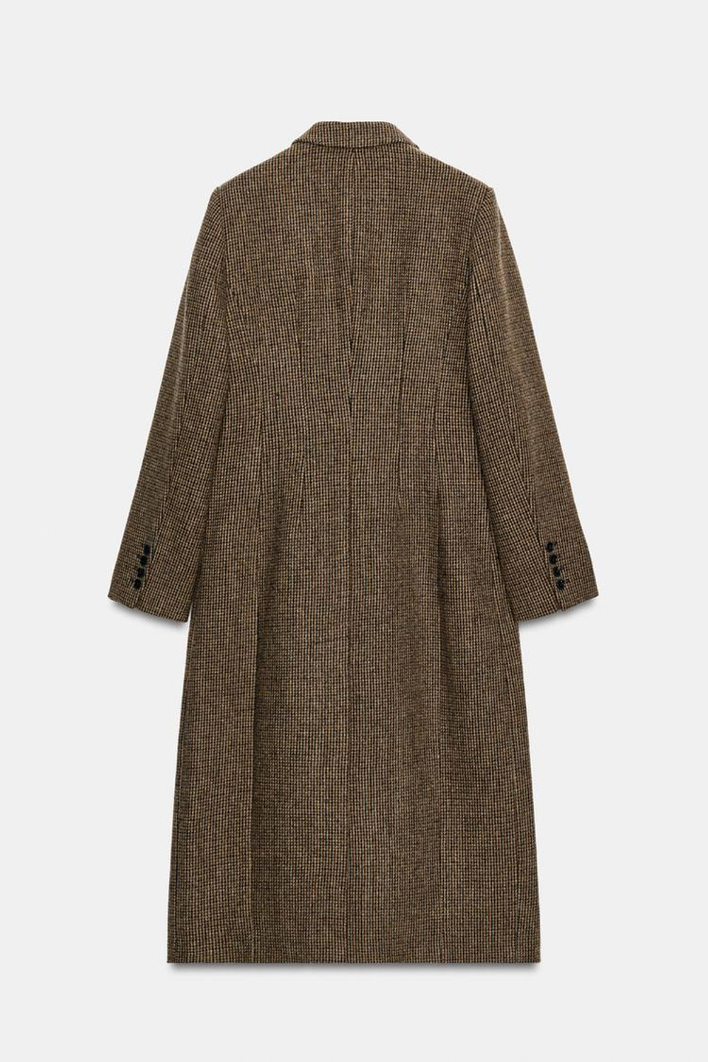 ZARA ПАЛЬТО В КЛЕТКУ ИЗ 100% ШЕРСТИ — ZW COLLECTION, КОРИЧНЕВЫЙ