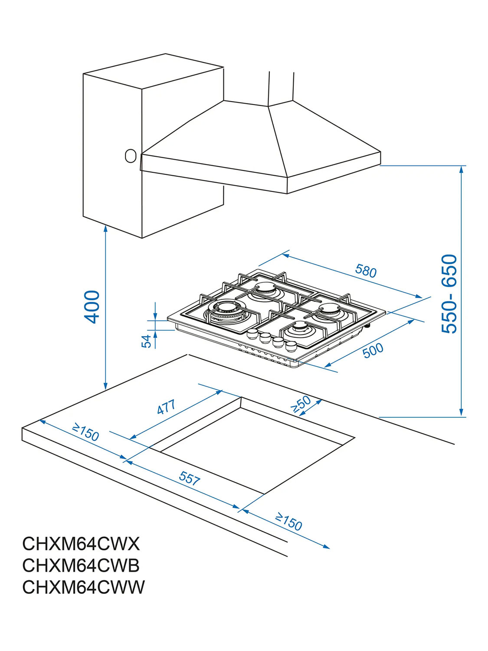Газовая варочная панель Candy CHXM64CWB