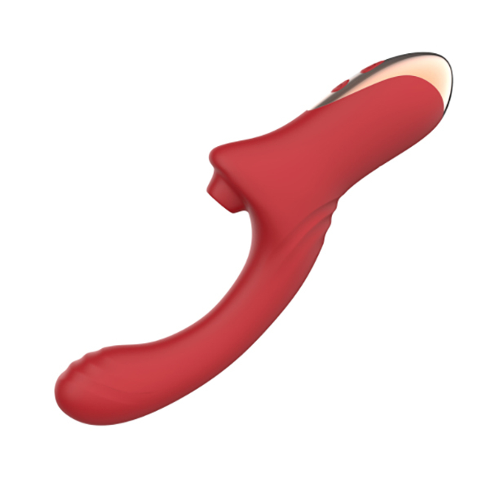 Красный вагинально-клиторальный вибратор с вакуумной стимуляцией Secwell Suction Vibrator Magic Wand G-Spot and Clitoris SW3044 Red