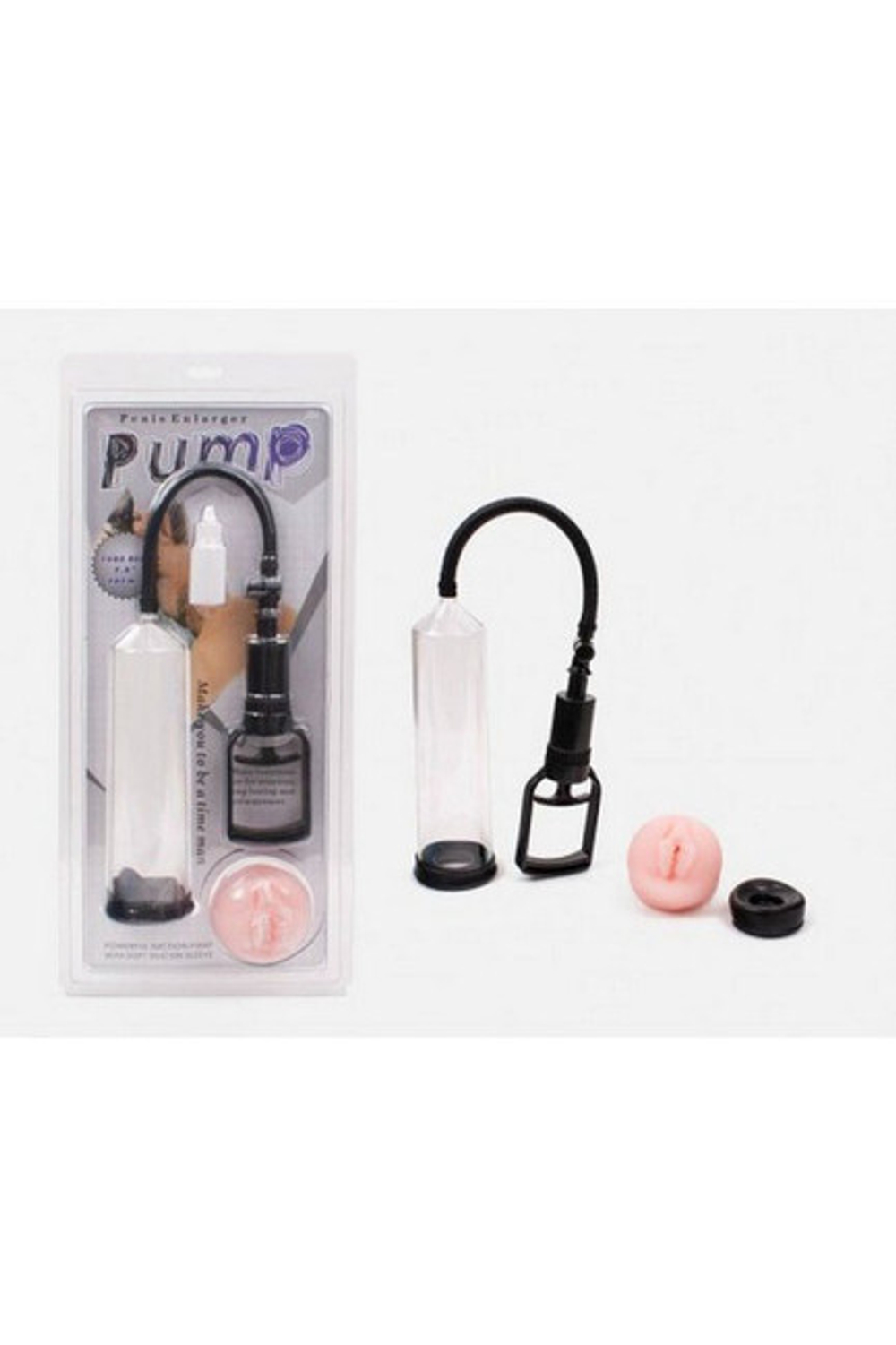 Вакуумная помпа мужская поршневая Penis Enlarger Pump (Цвет: прозрачный с черным)