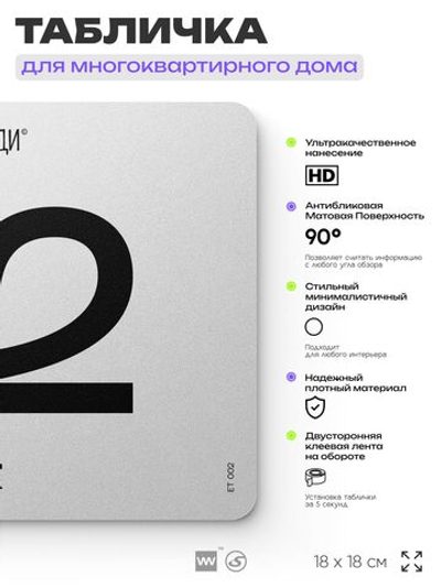 Табличка с номером этажа 2, для многоквартирного жилого дома, серия СОСЕДИ, 18х18 см, пластиковая, Айдентика Технолоджи