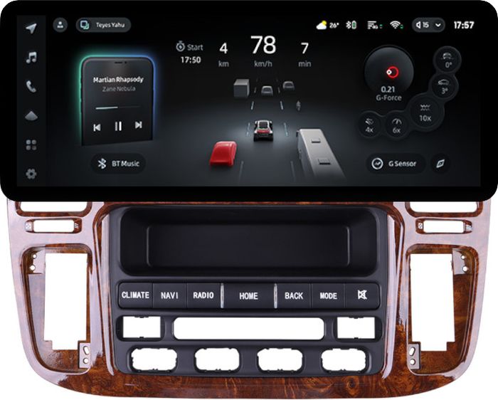 Магнитола для Toyota Land Cruiser 100, Lexus LX470 1998-2002 (климат на ШГУ, рамка дерево) - Teyes CC4PRO монитор 12.3" 2K QLED + рамка 9, Android 13, Быстрейшая, Snapdragon 778G, ИИ, CarPlay, DSP, 4G SIM-слот