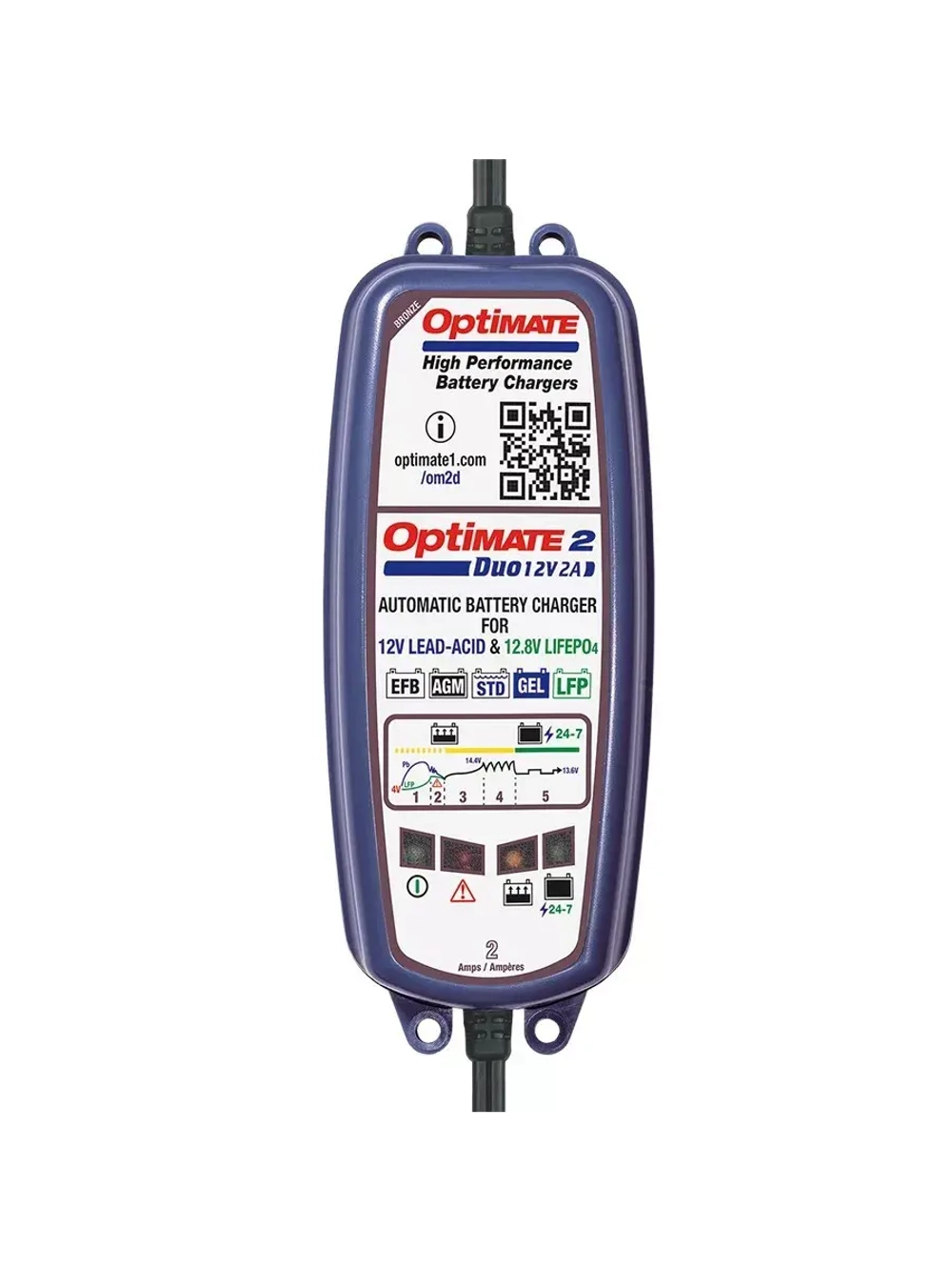 Зарядное устройство OptiMate 2 DUO (1х2A + Lithium 12.8V)