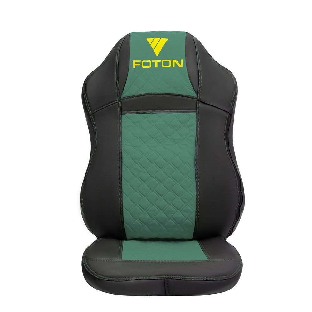 Чехлы FOTON Auman (экокожа, черный, зеленая вставка)