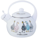 Чайник agness эмалированный со свистком серия family farm, 2,2л, индукционное дно