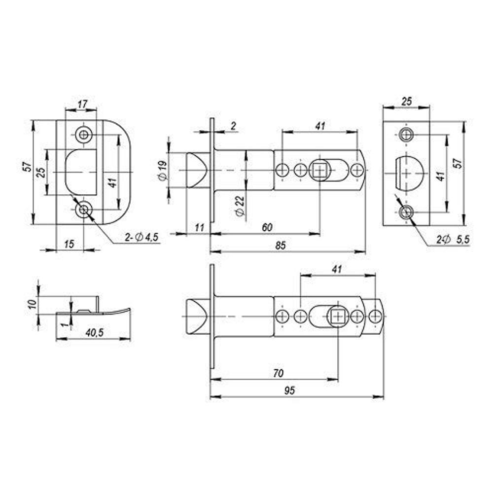 Ручка защелка AJAX 6082 CP-E (кл./фик.) хром /39527/