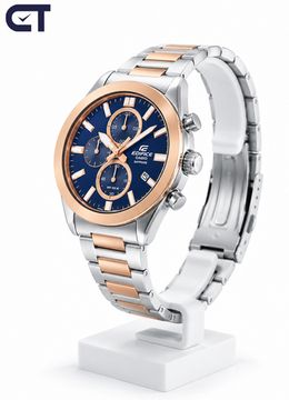 CASIO EFB-710SG-2AVUDF EDIFICE мужские наручные часы — двухцветный хронограф с синим циферблатом и сапфировым стеклом