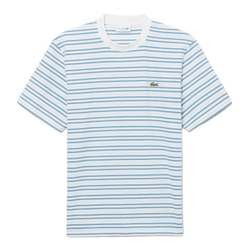 Meski T-Shirt Lacoste Thick Cotton Striped - blue/white