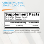 Doctor's Best, биотин, 5000 мкг, 120 вегетарианских капсул