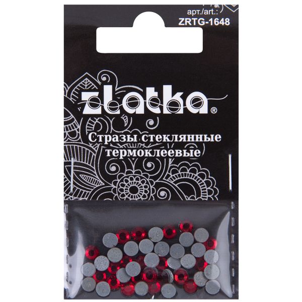 Стразы клеевые стекло 3.9 мм, 5х48 шт, SS16 №19 красный (Siam), Zlatka ZRTG-1648