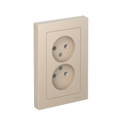 ATLASDESIGN РОЗЕТКА двойная без заземления, 16А, в сборе, ПЕСОЧНЫЙ