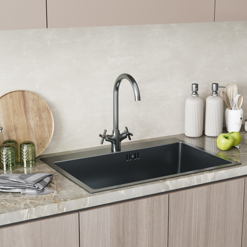 Смеситель для кухни 1/2 кер. MIXLINE МЛ38-032(ML38-032) "Графит" высокий излив ГРАФИТ