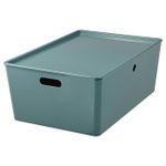 Коробка для хранения с крышкой IKEA KUGGIS (КУГГИС), Бирюзовый, 37x54x21 см