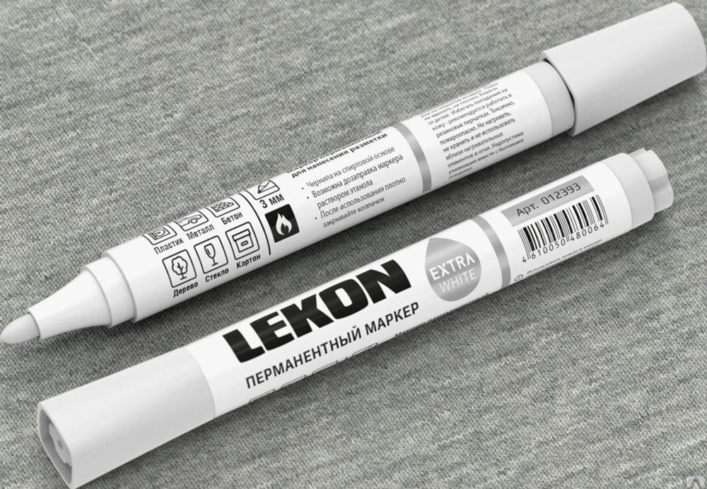 Маркер LEKON EXTRA WHITE перманентный, белый, 012393
