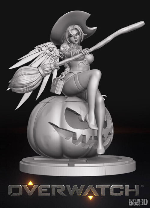 Ангел Мерси Overwatch в облике ведьмы Witch Mercy Коллекционная Фигурка Аниме