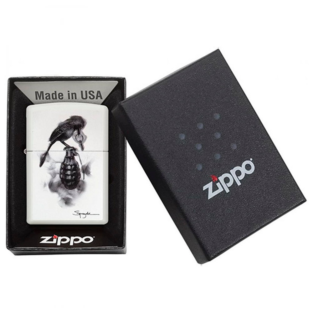 Зажигалка Zippo Classic Spazuk с покрытием White Matte