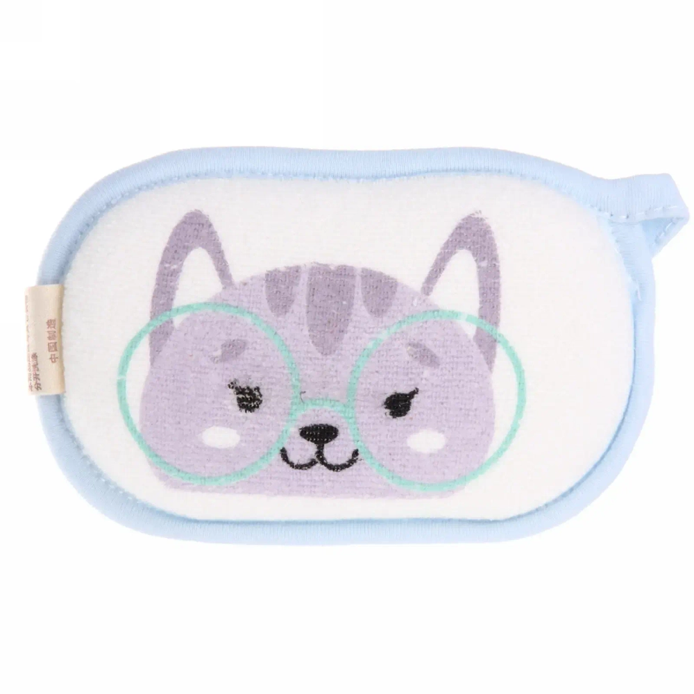 Губка для тела махровая детская «Happy baby - Котёнок Оливер» , 13*8,5 см (зип пакет и наклейка Ultramarine)✦