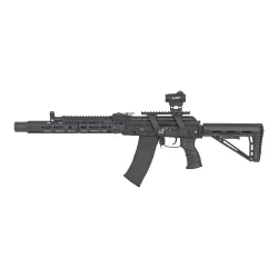 Коллиматор Target Optic 1x22, Weaver, красная марка, точка 2 MOA, проставка - вид слева на оружии, высокое крепление