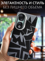 Дизайнерский чехол из пластика для HONOR 90 (не PRO!) с усиленной защитой камеры и глянцем