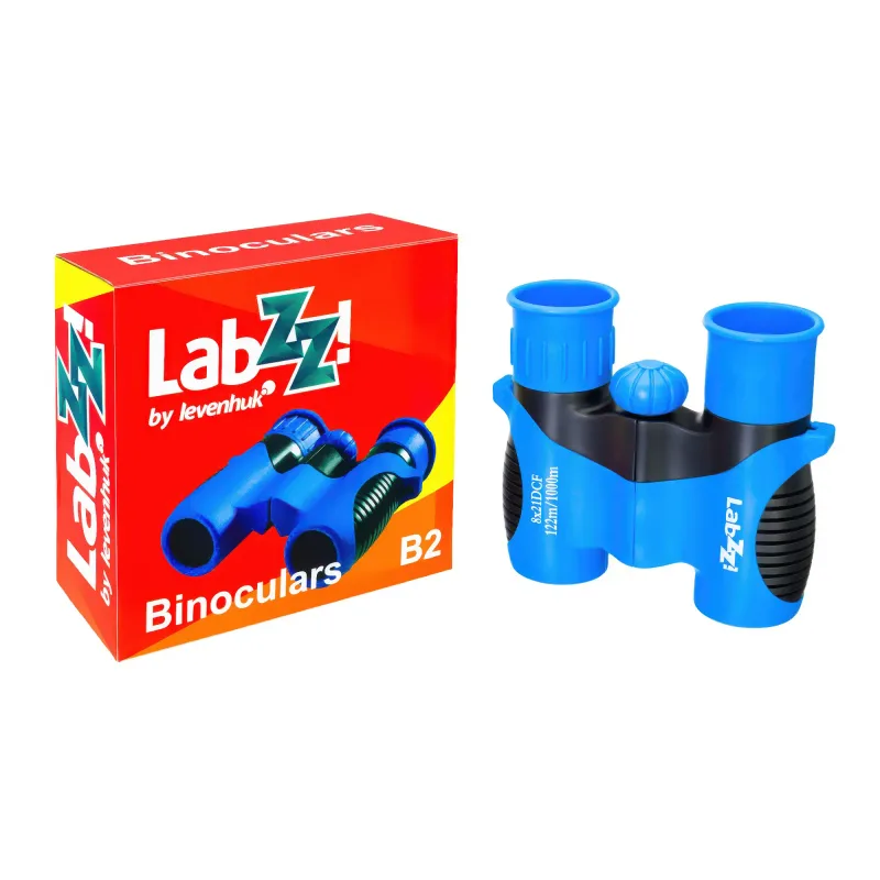 Бинокль Levenhuk LabZZ B2 Blue Wave рядом с упаковкой